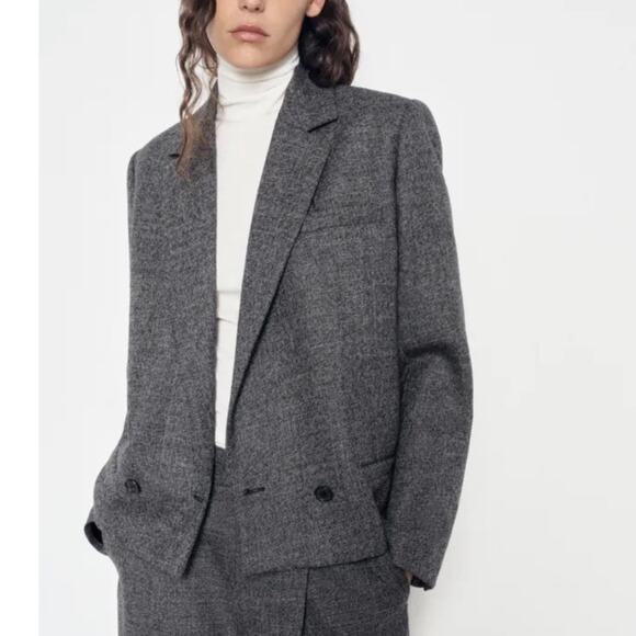 Zara Jackets & Blazers - Zara Gray Wool Structured Blazer size Small NWT